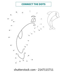 Connect Dots Dolphin Educational Worksheet Stock Vector (Royalty Free ...