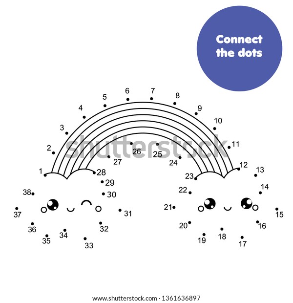 Connect the dots.\
Dot to dot by numbers activity for kids and toddlers. Children\
educational game. Cute\
rainbow