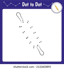 Connect the dots. Dot to dot educational game. Coloring book for preschool kids activity worksheet. Vector Illustration. Rolling pin