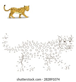 Connect The Dots To Draw The Animal Educational Game For Children Leopard Vector Illustration