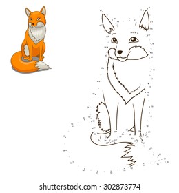 Connect The Dots To Draw The Animal Educational Game For Children Fox Vector Illustration