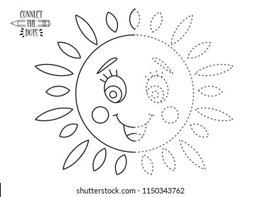 Conecta los puntos y dibuja dibujos animados lindos. Juego educativo para niños. Página para colorear. Educación punto a punto juego para niños. Lecciones para un niño