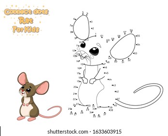 Connect The Dots and Draw Cute Cartoon Rat. Educational Game for Kids. Vector Illustration With Cartoon Animal Characters