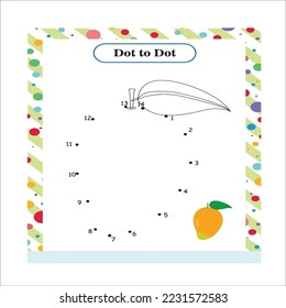 Connect The Dots and Draw Cute Cartoon Orange. Educational Game for Kids. Vector Illustration With Cartoon Animal Characters.