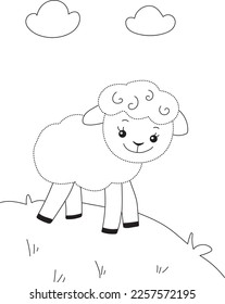 Connect The Dots and Draw Cute Cartoon lamb. Educational Game for Kids. vector illustration.