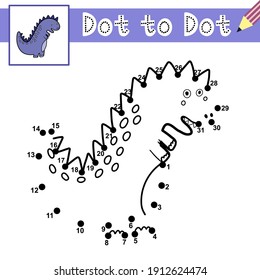 Connect the dots and draw a cute dinosaur. Dot to dot game with Tyrannosaurus Rex. Educational page for kids. Vector illustration