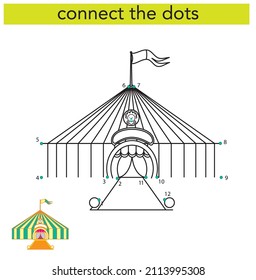 Connect the dots and draw. Educational Game for Kids. Vector Illustration with Cartoon Animal Characters