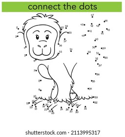 Connect the dots and draw. Educational Game for Kids. Vector Illustration with Cartoon Animal Characters
