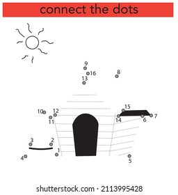 Connect the dots and draw. Educational Game for Kids. Vector Illustration with Cartoon Animal Characters