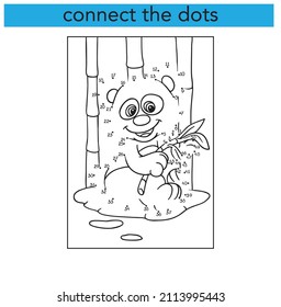 Connect the dots and draw. Educational Game for Kids. Vector Illustration with Cartoon Animal Characters