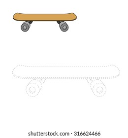Connect the dots to draw skateboard educational game vector illustration.