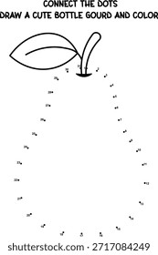 Conecte la actividad de dibujo de puntos para niños con un lindo contorno de calabaza de botella