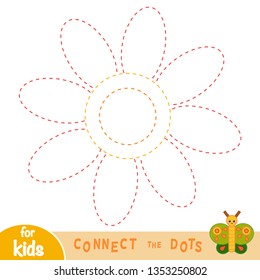 Connect the dots, education game for children, Flower