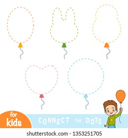 Connect the dots, education game for children. Set of Party balloons