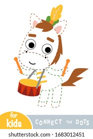 Connect the dots, education game for children, Horse drummer