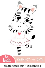 Connect the dots, education game for children, Zebra dancer