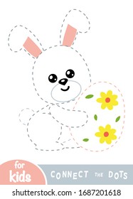 Connect The Dots, Education Game For Children, Easter Rabbit And Egg