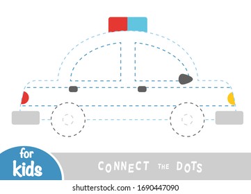 Connect the dots, education game for children, Police car