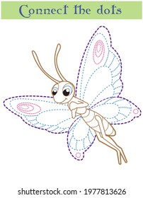 Connect the dots, education game for children, butterfly.