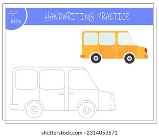 Connect the dots, educational game for kids, cartoon car.