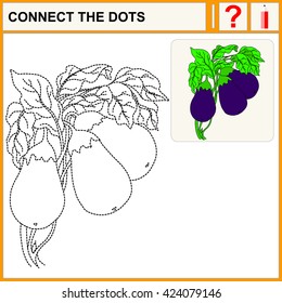Connect the dots. Eggplant. Flat Design Style. Vector illustration. Cartoon vector Illustration.