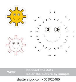 Connect the dots and find hidden picture. One cartoon sun. 
