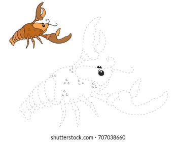 Connect the dots game astacus vector illustration