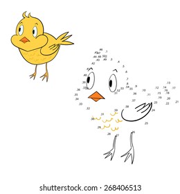 Connect the dots game chicken vector illustration