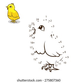 Connect the dots game chicken vector illustration