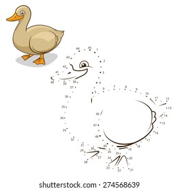 Connect the dots game duck vector illustration