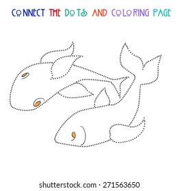 Connect the dots game fish vector illustration
