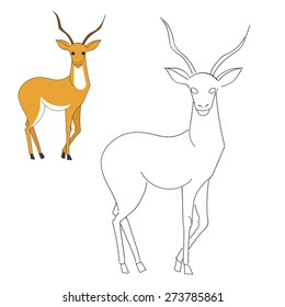Connect the dots game gazelle vector illustration