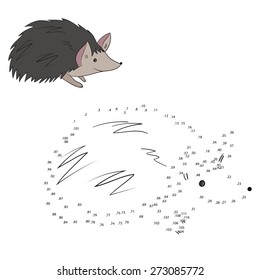 Connect the dots game hedgehog vector illustration