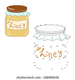Connect the dots game honey vector illustration