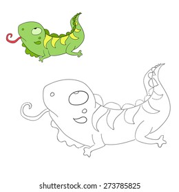 Connect the dots game iguana vector illustration