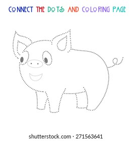 Connect the dots game pig vector illustration