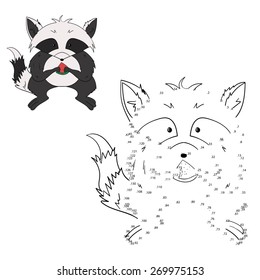 Connect the dots game raccoon vector illustration