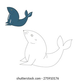 Connect the dots game seal vector illustration