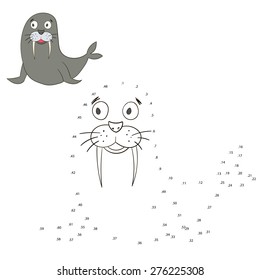 Connect the dots game seal vector illustration