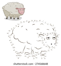 Connect the dots game sheep vector illustration