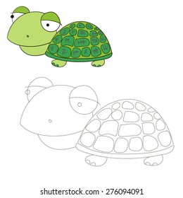 Connect the dots game turtle vector illustration