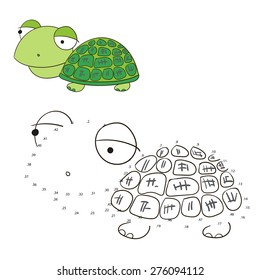 Connect the dots game turtle vector illustration