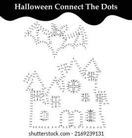 Connect the dots Halloween coloring page.
Coloring and dot to dot educational game for kids.