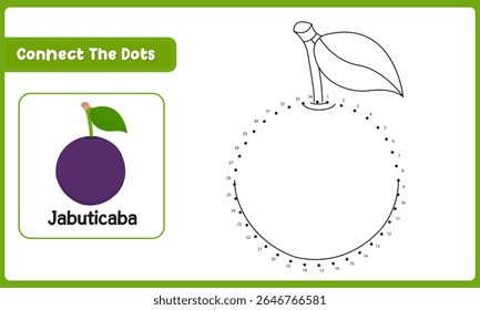 Conecta Los Puntos Jabuticaba. Dot To Dot Juego Educativo. Ilustración vectorial shutter stock 