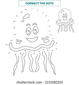Connect the dots for the jellyfish. Educational worksheet.