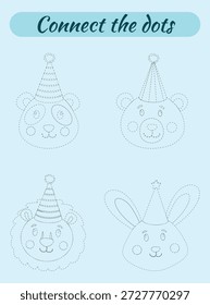 Connect the dots kids activity for birthday celebration printable game for toddlers with vibrant colorful design