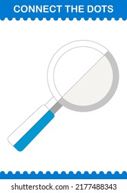 Connect the dots Magnifying Glass. Worksheet for kids