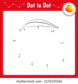 Connect The Dots. Mango. Dot To Dot Educational Game. Coloring Book For Preschool Kids Activity Worksheet. Vector Illustration.