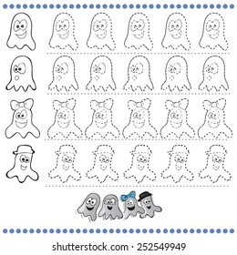 Connect the dots number of images - exercise for kids Dot-to-dot - Halloween 