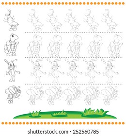 Connect the dots number of images - exercise for kids